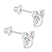 Rhodium Plated Pink Crystal Mouse Kids Safety Screw Back Baby Earrings