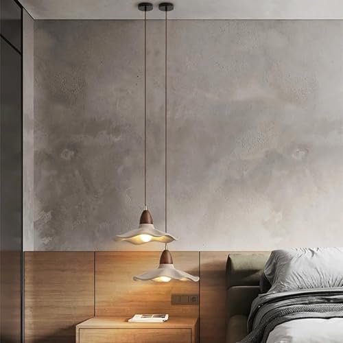 Moderno lamparas colgantes de techo japonesa de estilo wabi-sabi,Con pantalla de cemento,Regulable lámparas colgante LED,lampara comedor colgante,Luz colgante de E27 base,Para dormitorio,sala(A,25cm)