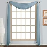 Luxury Discounts Beautiful Elegant Solid Sheer Scarf Valance Topper Long Window Treatment Scarves (55