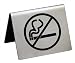 New Star Foodservice 26832 Stainless Steel Tent Sign, (No Smoking),  2"x 1.5", Silver, Set of 2