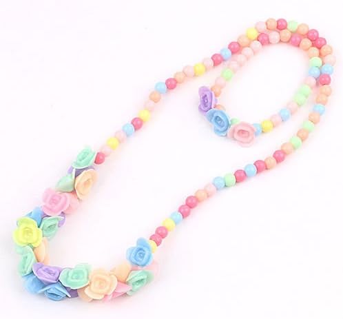 Kids Girls Lovely New Beads Flowers Necklace Bracelet 2 in 1 Jewelry Set Eyeful
