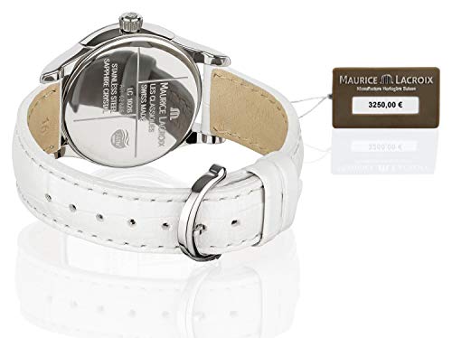 Maurice-Lacroix-Les-Classiques-Date-Damen-Armbanduhr-mit-weiem-Lederband-Analog-Quarz-mit-73-Diamanten-besetzt-LC1026-SD501-170-1