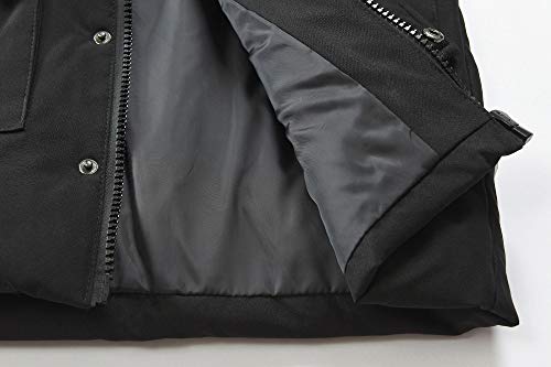 JiaYou Toddler Kid Child Boy Hooded Thick Winter Parka Mid/Long Duck Down Puffer Padded Overcoat Jacket(Style F Black,Height 47.24"-51.18" Inches)