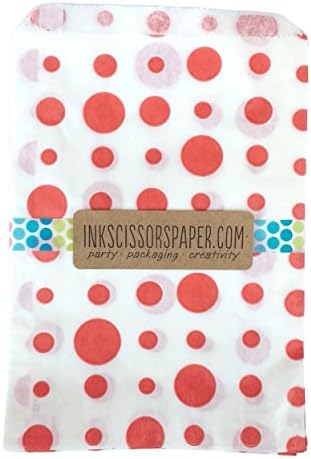Party Favor Bags 100 count 5x7 Treat Craft Bags Favor Food Paper Bags Party Wedding Birthday Decoration (Red Dot)
