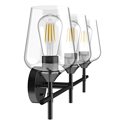 Ralbay Industrial Bathroom Vanity Light Fixtures 3Lights Matte Black