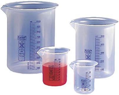 1821 Low-Form Beakers with Colour Graduation Blue Class B, PP 25 ml Capacity 1 ml Graduation Interval 34 mm O.D, 49 mm Height, Pack of 20