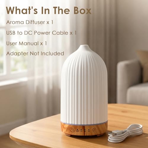 Essential Oil Diffuser Humidifier, GuKKK 200ML Silent Ultrasonic Aromatherapy Humidifier, with Timers and 7 LED Colors, for Home Office Bedroom