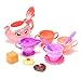 FunsLane Colorful Tea Party Set Toy with Cartoon Pink Smile face Teatop and Colorful Cute Teacups Sets for Pretend Play Accessories 11 PCS