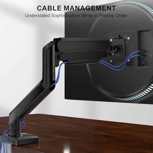 WALI Single Monitor Arm for 13-34 inch Screens, Ergonomic Monitor Arm Desk Mount up to 12 kg, Adjustable Computer Monitors Stand with Clamp and Grommet Base, VESA 75/100mm (GSMP001N), Black