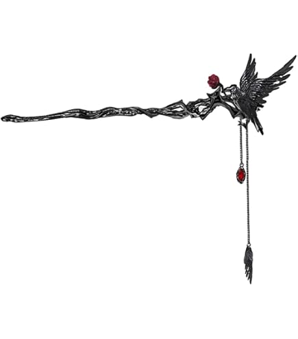 Gothic Crow Hairpin for Women, Hair Fixing Accessories, Long Hairpin Goth Fashion Simulation Skeleton Crow Head Hairpin for Women  main image 2