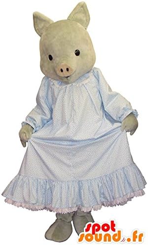 マスコット Amazon SpotSound 豚ウィッグ、水玉豚と白のドレス 