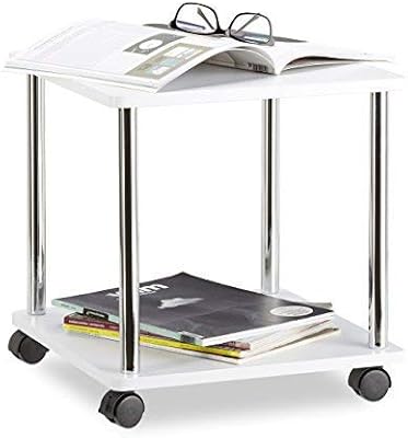 Relaxdays Wooden Side Table Multipurpose Cart On 4 Castors Small Coffee Table Kitchen Trolley Square Hwd 41 5 X 40 X 40 Cm White Amazon Co Uk Kitchen Home