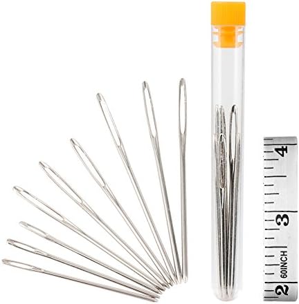 Sewing Needles and Tape Measure, LOUFIMIDON 9 Pieces Large-eye Blunt Needles with Soft Tape Measure (1set)