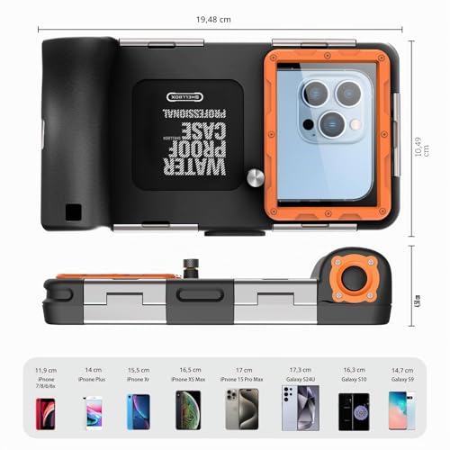 Waterproof Smartphone Case IPX8 Waterproof Mobile Phone Holder 15 m Underwater Compatible for iPhone 17 Pro 17 Air 16 15 Plus 12 13 14 15 16 17 Pro Max 16 15 14 Pro Samsung S25 S24 Ultra