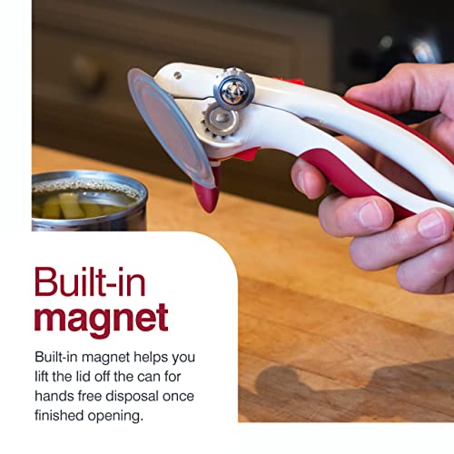 Zyliss Lock N' Lift Manual Can Opener with Lid Lifter Red