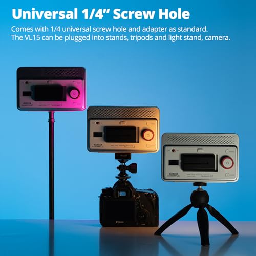 AMBITFUL Video Lighting with App Control, RGB Full Colour, 10 FX Effects, Hot Shoe Base for Photography Video Lighting Studio, CRI/TLCI 95+ (VL15C