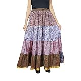 Womens Maxi Skirts Vintage Recycled Sari Flared Gypsy Chic Skirt One Size