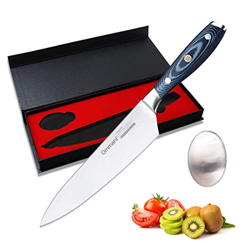Chef Knife,Ommain Kitchen Knife,8 Inch High Carbon German Stainless Steel Knife with Ergonomic Handle for Chopping,Slicing,Cutting,Gift Custom Version,Cooking Lover & Professional Chopping