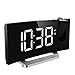 Mpow Projection Clock, FM Radio Alarm Clock, Curved-Screen Digital Alarm Clock, 5'' LED Display with Dimmer, Dual Alarm with USB Charging Port, 12/24 Hours, Backup Battery for Clock Setting
