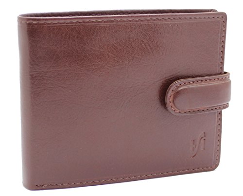 Starhide Mens RFID Blocking Luxury Italian VT Leather Tri Fold Wallet Brown 1212