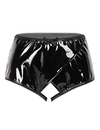 Alvivi Damen Wetlook Ouvert Slip G-String Tanga Panty Dessous offen Crotch Lack-Optik Höschen Hotpants Reizwäsche aus… – Bild 4