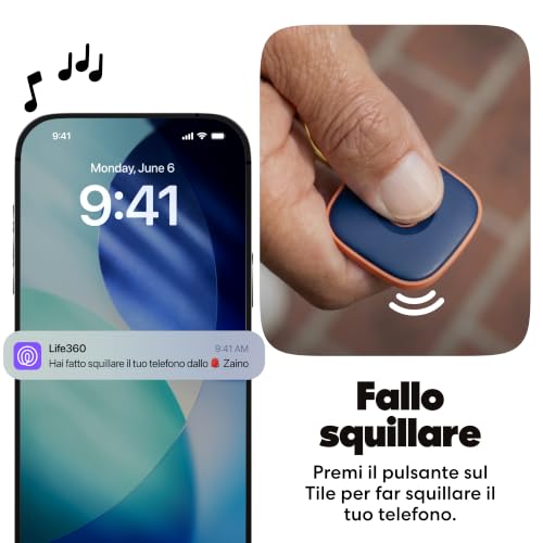 Tile - Localizzatore, cerca oggetti e tracker Bluetooth per chiavi, borse e altro. Trova telefono. Compatibile con iOS e Android. Pacchetto da 1 (Navy Blaze)