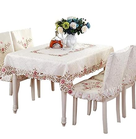 Weimi Light Pink Roses Pastoral Embroidery Table Cloth
