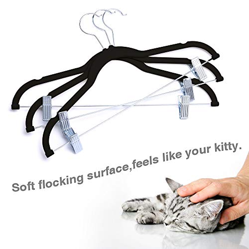 HOUSE DAY Velvet Skirt Hangers 24 Pack, Black Velvet Hangers with