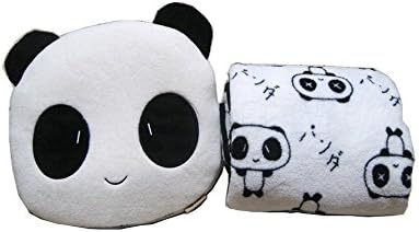 YOUTO Lovely Panda Velvet Plush Coral Fleece Throw Pillow Blanket Set