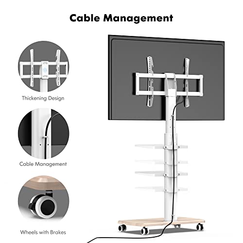 FITUEYES Rolling TV Stand, Mobile TV Cart on Wheels for 3265 70 Inch