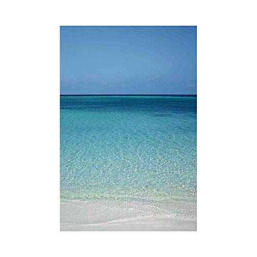 Polyester Garden Flag Outdoor Flag House Flag Banner,Ocean,Clear Water at the Beach in Atlantic Sea Cuba Coasts with Fantastic Sky Scenery Art,Cream Turquoise,for Wedding Anniversary Home Outdoor Gard