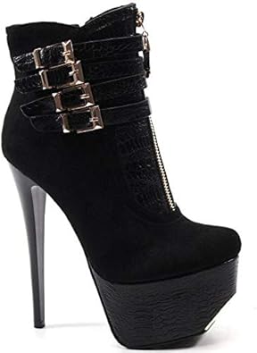 black suede platform booties