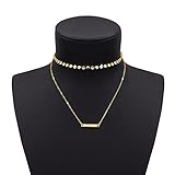 Boosic Layered Necklace Gold with Dainty Chokers Disc Bar Choker Necklace Set For Women