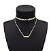 Boosic Layered Necklace Gold with Dainty Chokers Disc Bar Choker Necklace Set For Women