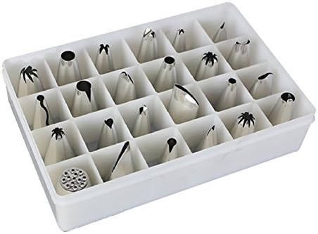Cake Decorating Supplies Kit,24 Pieces Premium 18/8 Stainless Steel Icing Piping Nozzles Kit,Icing Tips Kit for Cake Cupcake Icing Decorating,with Storage Box,Set of 24