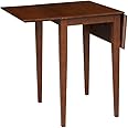 IC International Concepts, Small Drop Leaf Dining Table with Dual 9" Drop Leaf, Solid Real Wood, Sturdy Parawood, Dimensions 36"W x 22"D x 29"H, Espresso