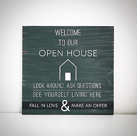 Señal de madera de EricauBird, letrero de casa abierta, cartel de casa
