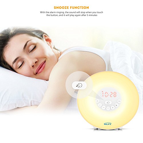 Wake Up Light, INLIFE Alarm Clock Sunrise Simulation Fading Night Light for Bedroom, with 7