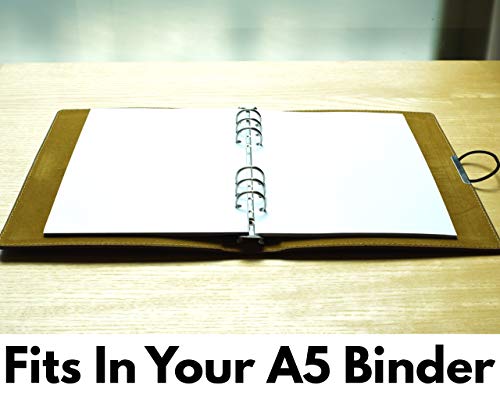 A5 Blank Paper - 150 Sheets (300 Pages) - 6 Hole Punched - 100 GSM (24 lb.) - for FiloFax, A5 Planners, Organizers, and Binders - 148mm x 210mm (5.83" x 8.27")