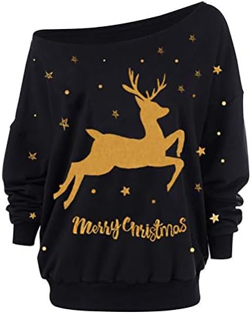 Nawoshow Women's Pullover Casual Off The Shoulder Slouchy Sweatshirt Long Sleeve Hoodie