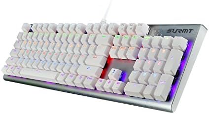 SURMT S100 Fully LED Backlit Mechanical Gaming Keyboard Black Switches (White)