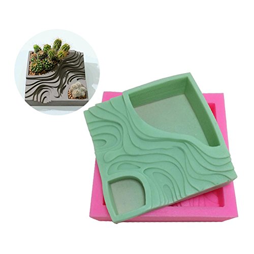 Succulent Plant Flower Pot Silicone Mold Gypsum Cement Fleshy Flower Bonsai DIY Ashtray Candle Holder Mould for Indoor Outdoor Home Decor - Thumbnail 5