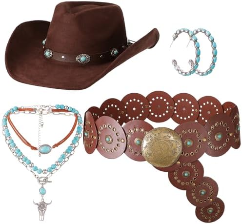 Western Cowboy Hat Set with Bracelet and Earrings Bohemian Vintage Amazon.com: Inbagi 3 Pcs Women main image 2