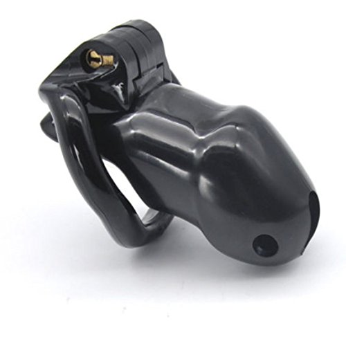 Short Male Resin Chastity Device CB Penis Cage with JJ Magic Locker lock Couple Games (black)
