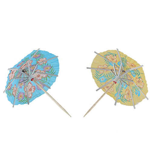 24 Pcs Mixed Tropical Drinks Cocktail Umbrella for pool party (Random Color)