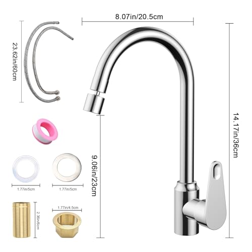 FALSKT Kitchen Tap 360° Swivel 2 Water Flow Modes Kitchen Tap Cold and Hot Water Mixer Tap Kitchen Sink with Swivel for Kitchen