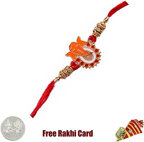Colorful Ganesha Rakhi with Laxmi Ganesh Coin