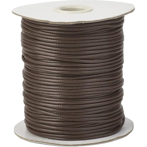 CABODYALS 175 Yards 0.5mm Brown Waxed String Macrame Round Cord Polyester Braid Threads Wax Lanyard Kumihimo Rope Soft Smooth Beading Thin Cords for Jewellery Making Bracelets Necklaces Crafts Diy