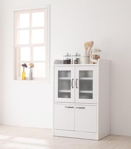 Amazon 食器棚 キッチン収納 キッチン棚 ミニ食器棚 ホワイト カントリー調 完成品 国産 コスパクリエーション Cospa Creation 食器棚