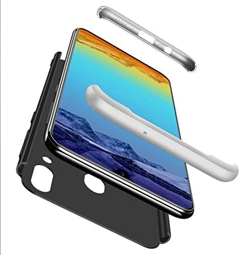 TXLING for Samsung Galaxy M20 Case 360° Protective Cover PC Hard Shell Anti-Shock Anti-Scratch Bumper Matte Phone case (Silver Black) + 1 Pack Screen Protectors